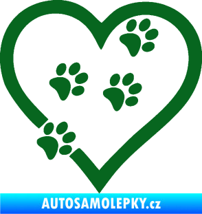 Samolepka Tlapky love 006 pravá tmavě zelená
