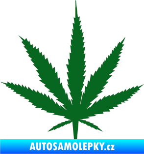 Samolepka Travka 001 lístek marihuany tmavě zelená