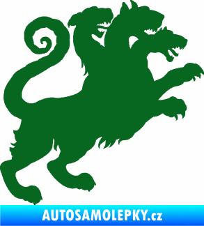 Samolepka Trojhlavý pes kerberos 002 pravá tmavě zelená