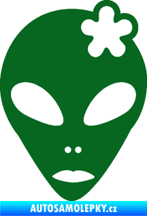 Samolepka UFO 009 slečna s kytičkou pravá tmavě zelená
