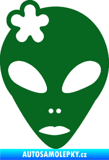 Samolepka UFO 009 slečna s kytičkou levá tmavě zelená
