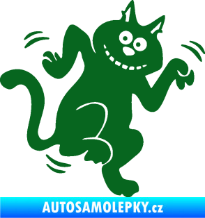 Samolepka Veselá kočka pravá tmavě zelená