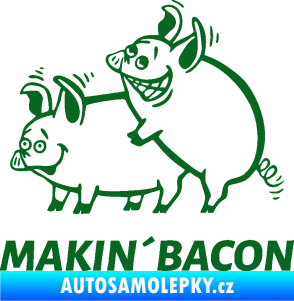 Samolepka Veselá prasátka makin bacon levá tmavě zelená