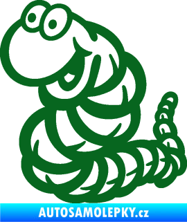 Samolepka Veselý červík levá tmavě zelená