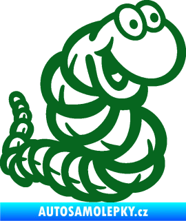 Samolepka Veselý červík pravá tmavě zelená