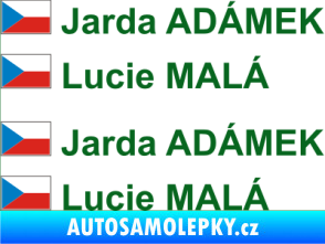 Samolepka Vlajka ČR se jménem tmavě zelená