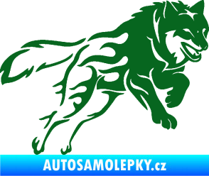 Samolepka Vlk 002 pravá tmavě zelená
