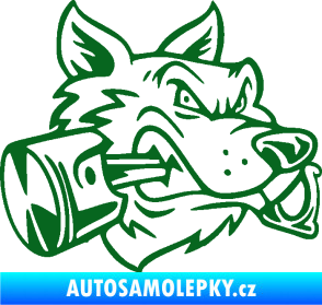 Samolepka Vlk 032 pravá moto s pístem tmavě zelená