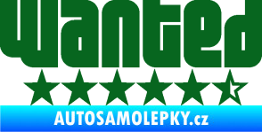 Samolepka Wanted nápis s hvezdičkami tmavě zelená
