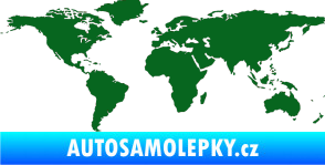 Samolepka World mapa světa tmavě zelená