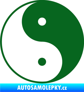 Samolepka Yin yang - logo JIN a JANG tmavě zelená