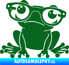 Samolepka Žába 011 levá kouká s brýlemi tmavě zelená