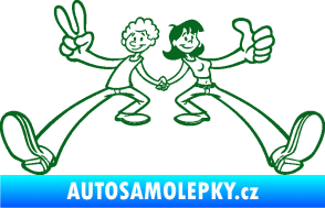 Samolepka Zamilovaný pár  tmavě zelená