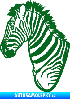 Samolepka Zebra 001 levá hlava tmavě zelená