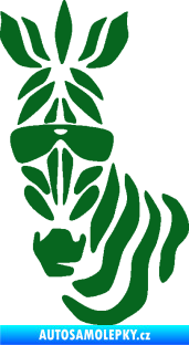Samolepka Zebra 003 levá cool s brýlemi tmavě zelená