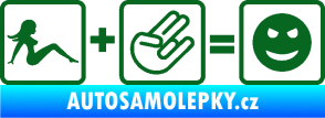 Samolepka Žena + shocker = šklebící se smajlík pravá tmavě zelená