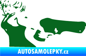 Samolepka Žena s pistolí pravá tmavě zelená