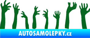 Samolepka Zombie 002 levá mrtví vylézají z hrobu tmavě zelená