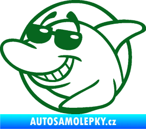 Samolepka Žralok 018 levá cool s brýlemi tmavě zelená