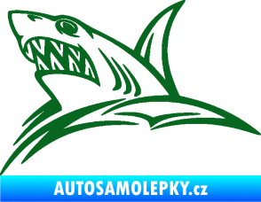Samolepka Žralok 020 levá v moři tmavě zelená