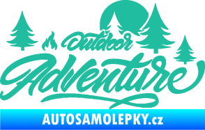 Samolepka Adventure outdoor nápis les,hory a táborák tyrkysová