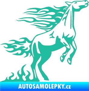 Samolepka Animal flames 001 pravá kůň tyrkysová