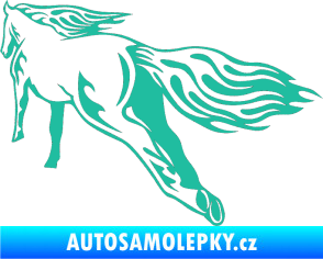 Samolepka Animal flames 009 levá kůň tyrkysová