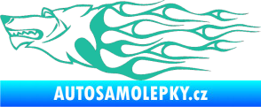 Samolepka Animal flames 017 levá vlk tyrkysová
