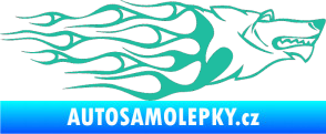 Samolepka Animal flames 017 pravá vlk tyrkysová