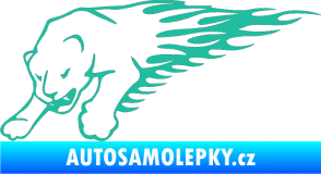 Samolepka Animal flames 020 levá puma tyrkysová