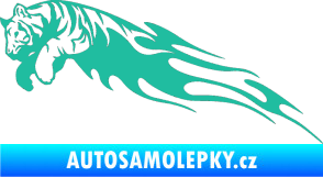 Samolepka Animal flames 022 levá tygr tyrkysová