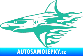 Samolepka Animal flames 031 levá žralok tyrkysová