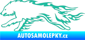 Samolepka Animal flames 032 levá vlk tyrkysová