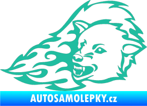 Samolepka Animal flames 036 levá vlk tyrkysová