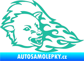 Samolepka Animal flames 036 pravá vlk tyrkysová