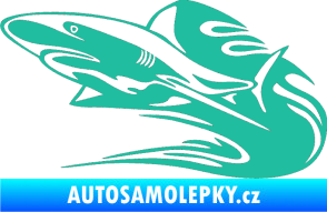 Samolepka Animal flames 037 levá žralok tyrkysová