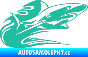 Samolepka Animal flames 037 pravá žralok tyrkysová