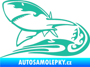 Samolepka Animal flames 041 levá žralok tyrkysová