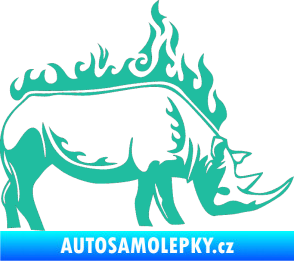 Samolepka Animal flames 049 pravá nosorožec tyrkysová
