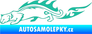 Samolepka Animal flames 056 levá puma tyrkysová