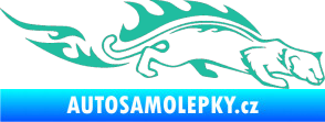 Samolepka Animal flames 056 pravá puma tyrkysová