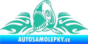 Samolepka Animal flames 063 levá  piraňa tyrkysová