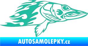 Samolepka Animal flames 074 pravá ryba tyrkysová
