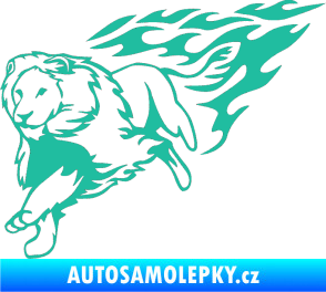 Samolepka Animal flames 087 levá lev tyrkysová