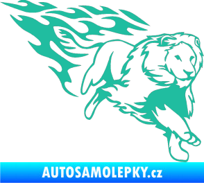 Samolepka Animal flames 087 pravá lev tyrkysová