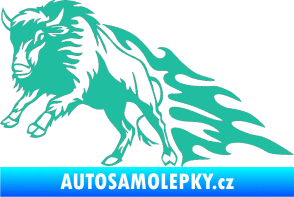 Samolepka Animal flames 089 levá býk tyrkysová
