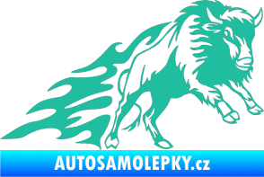 Samolepka Animal flames 089 pravá býk tyrkysová