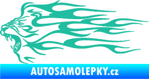 Samolepka Animal flames 103 levá lev tyrkysová