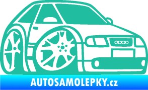 Samolepka Audi A3 karikatura pravá tyrkysová