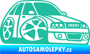 Samolepka Audi A4 karikatura pravá tyrkysová